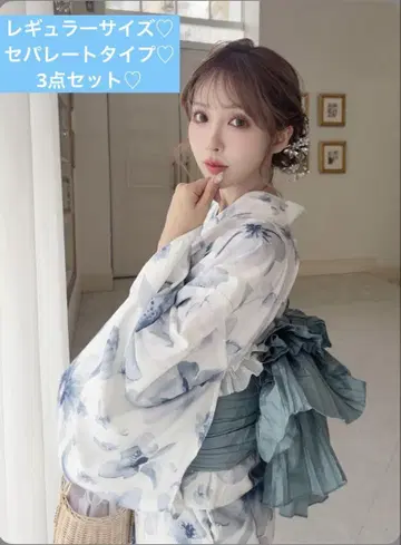 3개 세트 2Way 수채화 꽃무늬 유카타 세트