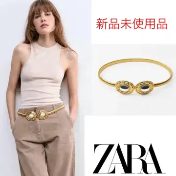택 포함 미사용품! ZARA 자라 골드 오벌 메탈 벨트 size80