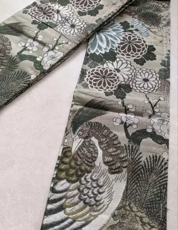 기모노 반폭 오비 앤티크 새