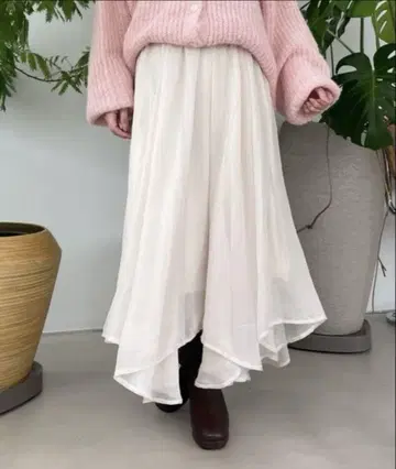 mysty woman 호일 프린트 시어 스커트 아이보리