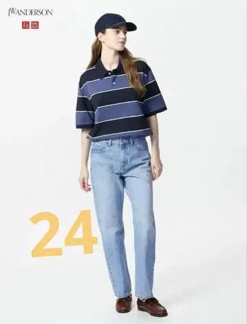 새상품 유니클로 JWA 스트레이트 청바지 24 블루