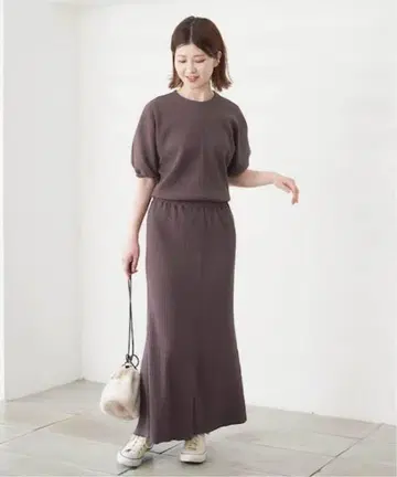 Spick & Span 크림프 리브 저지 머메이드 스커트
