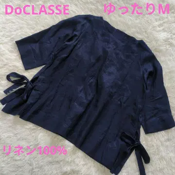 DoCLASSE 린넨 100% 9호 블라우스 네이비 넉넉한 두클라쎄 쾌적