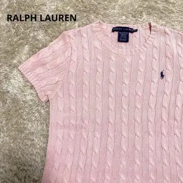 RALPH LAUREN 랄프 로렌 니트 반팔 핑크 코튼 로고
