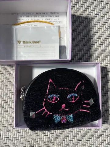 Think Bee! 고양이 디자인 동전 지갑 미니 파우치