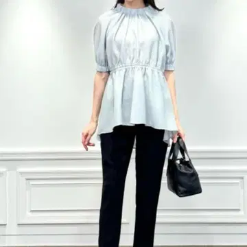 아베닐 에투알 자카드 허리 개더 블라우스 38