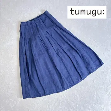 tumugu:  린넨 스커트 네이비 린넨