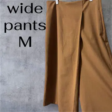 브라운 와이드 팬츠 허리밴딩 여성용 바지 구제 의류 M