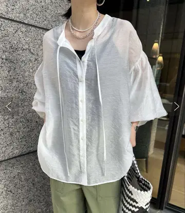 Dou Dou 앞뒤 2way 시어 셔츠 시어는 블라우스