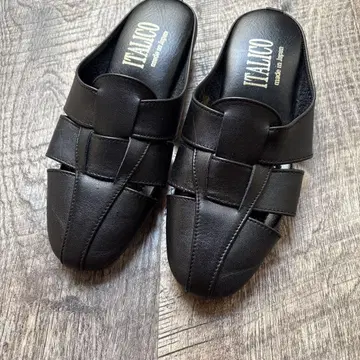 ITALICO 블랙 클로그 샌들 가죽 M 사이즈