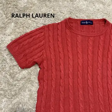 RALPH LAUREN 랄프 로렌 반팔 니트 레드 코튼