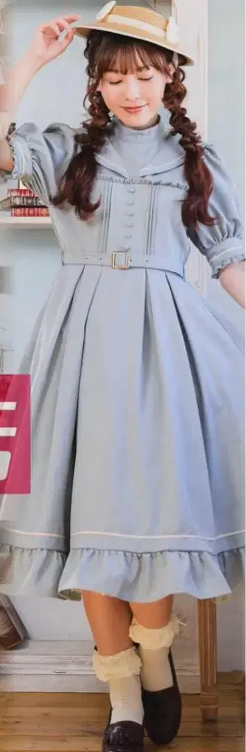 시마무라 쿠라로리 쿠루미 콜라보 마린 아카데미아 원피스 라이트 블루