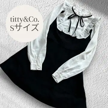 titty&Co. 프릴 시어 메이드 지뢰계 리본 블랙 원피스