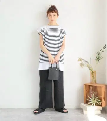 JOURNAL STANDARD 코마 보더 프렌치 티셔츠