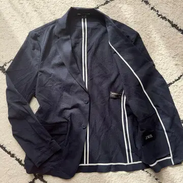 ZARA 테일러드 자켓 시어서커 네이비 M 트래블 수트