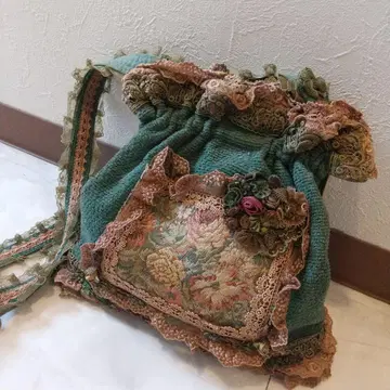 chimaki 치마키 가마구치 숄더백 고블랑 직물 레이스 장미
