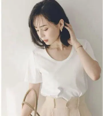 anuans 아누아스 실크 터치 코튼 U 넥 T