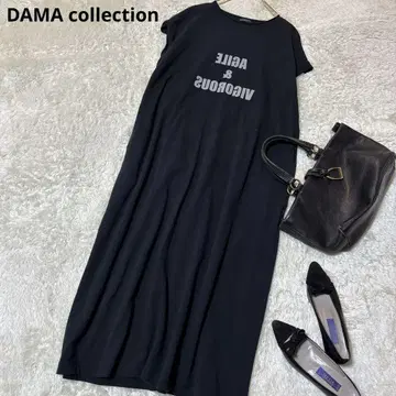 DAMA collection 로고 프린트 롱 원피스 블랙