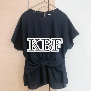 KBF 블라우스 돌먼 반팔 턱 네이비