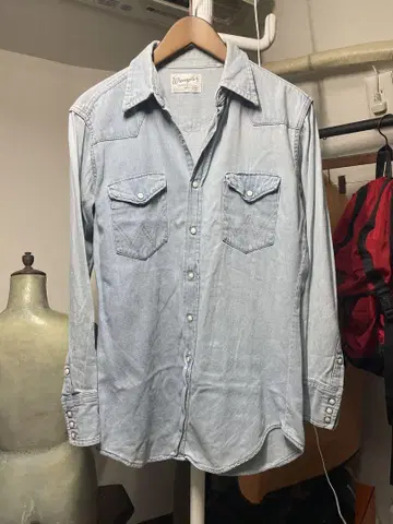 70년대 빈티지 Wrangler 데님 웨스턴 셔츠 아이스 블루