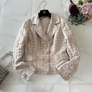 harrods 베이지 도트 무늬 테일러드 자켓 해롯