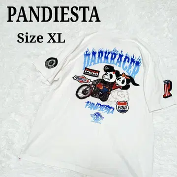 PANDIESTA 팬디에스타 자수 티셔츠 XL 화이트 화이트 바이크