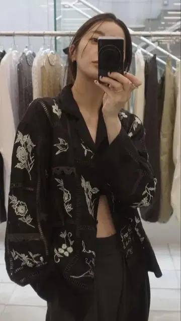 오늘의 자수 패치워크 셔츠
