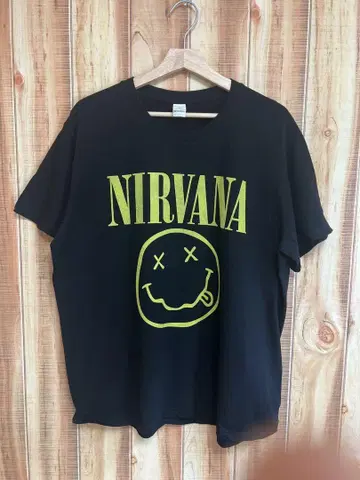 NIRVANA 스마일 로고 밴딩 티셔츠 XL 블랙