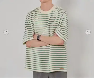 beauty&youth L LBEAN 보더 티셔츠 그린