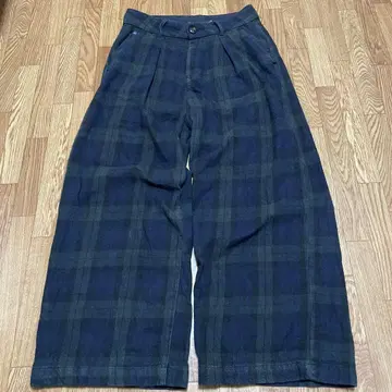 타탄 체크 와이드 팬츠 배기 팬츠