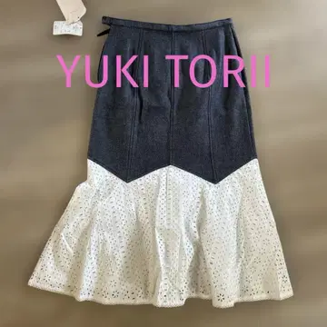 TORII YUKI 미사용 데님&레이스 롱 스커트 사이즈 11