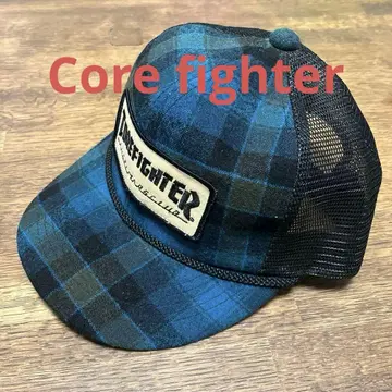 CORE FIGHTER 메쉬 캡 파랑 블랙 체크