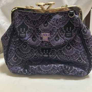 ANNA SUI 보라색 스컬 패턴 파티 백 가마구치