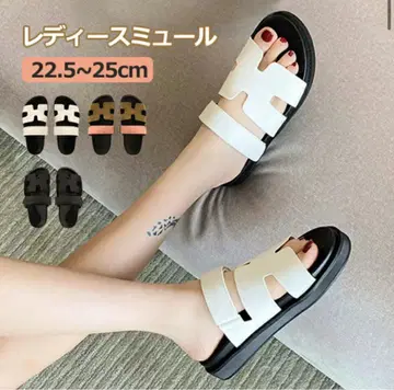여성용 플랫 샌들 화이트