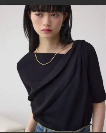 AZUL BY MOUSSY 드레이프 디자인 오리 소매 리브 니트