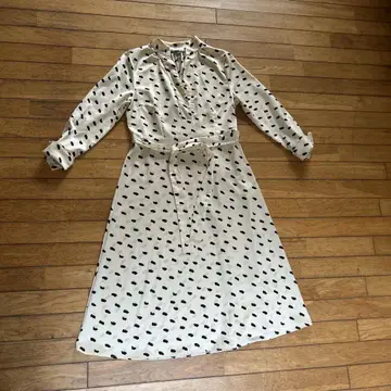 H&M 도트 무늬 롱 셔츠 원피스 UK 14