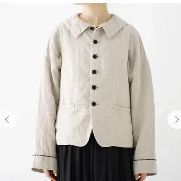 nest robe 내추럴 린넨 혼합 버튼 베스트