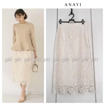 ANAYI 리프 레이스 타이트 스커트 36