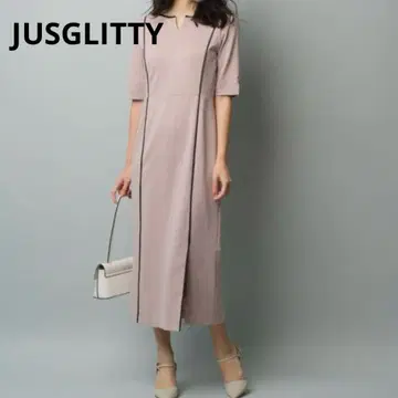 JUSGLITTY 배색 I 라인 원피스