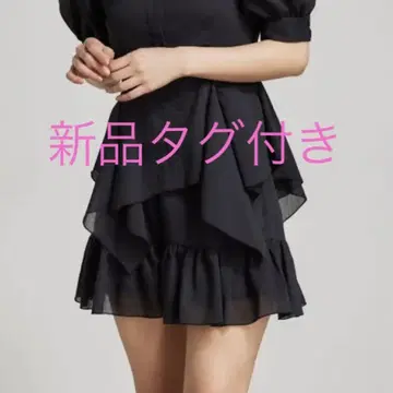 블랙 프릴 미니 스커트