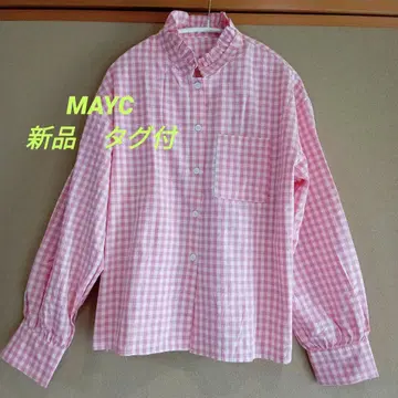MAYC 핑크 깅엄 긴팔 셔츠