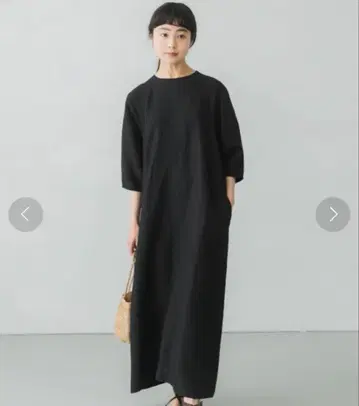 카구레 린넨 레이온 커브 소매 원피스