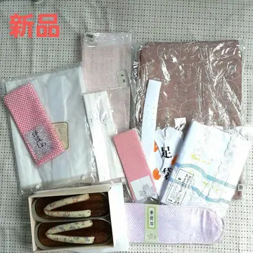 새상품 일본 나막신 포함 워셔블 기모노 세트 M 명주 여름 기모노