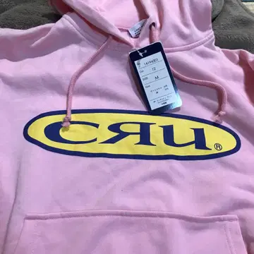 핑크 M 사이즈 후드티 로고 CRU