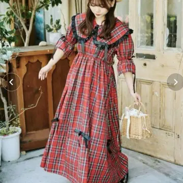 쿠티르 kutir 멀티 웨이 빅 옷깃 체크 리본 원피스