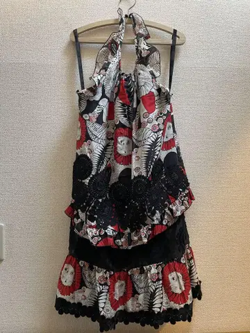 ANNA SUI 라이온 패턴 홀터넥 원피스 USA제