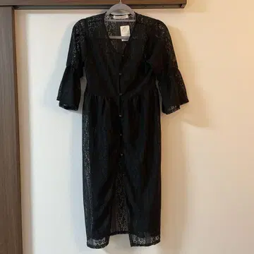 새상품 블랙 플레어 슬리브 롱 셔츠 원피스