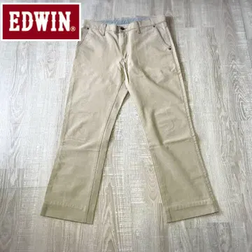 새상품급) EDWIN 베이지 치노 팬츠 W33 린넨 혼방 스트레치