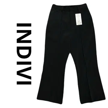택 포함 INDIVI 인디비 센터 플리츠 팬츠 블랙 M 사이즈