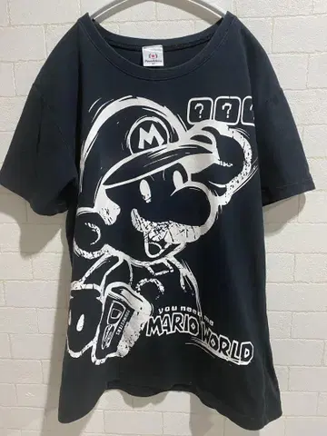 MARIO WORLD 티셔츠 블랙 M 사이즈 닌텐도 슈퍼 마리오